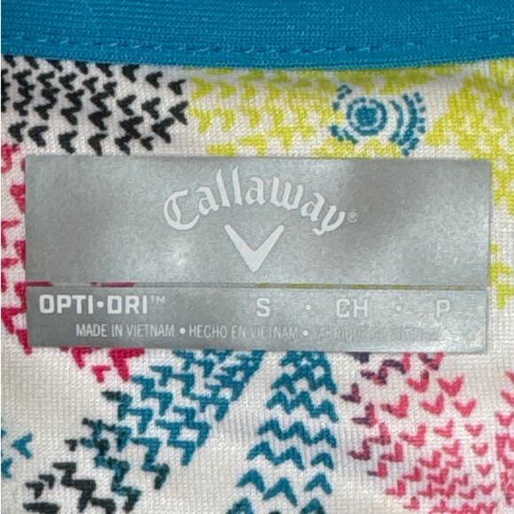 Callaway NWT Small Swing Tech Brilliant White Golf Shirt Multicolored Pattern - Picture 5 of 5